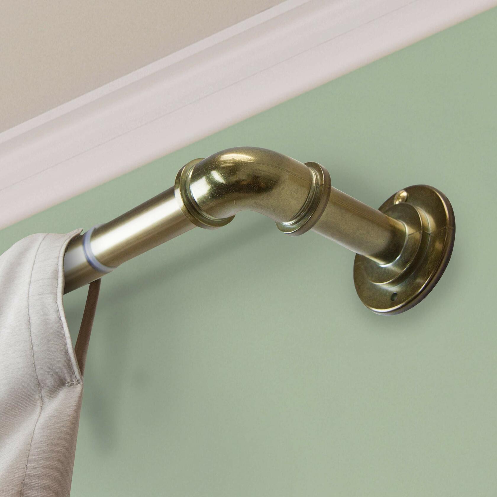 Rod Desyne BOT100-844 1 inch Blackout Curtain Rod, 84-120 inch, Antique Brass