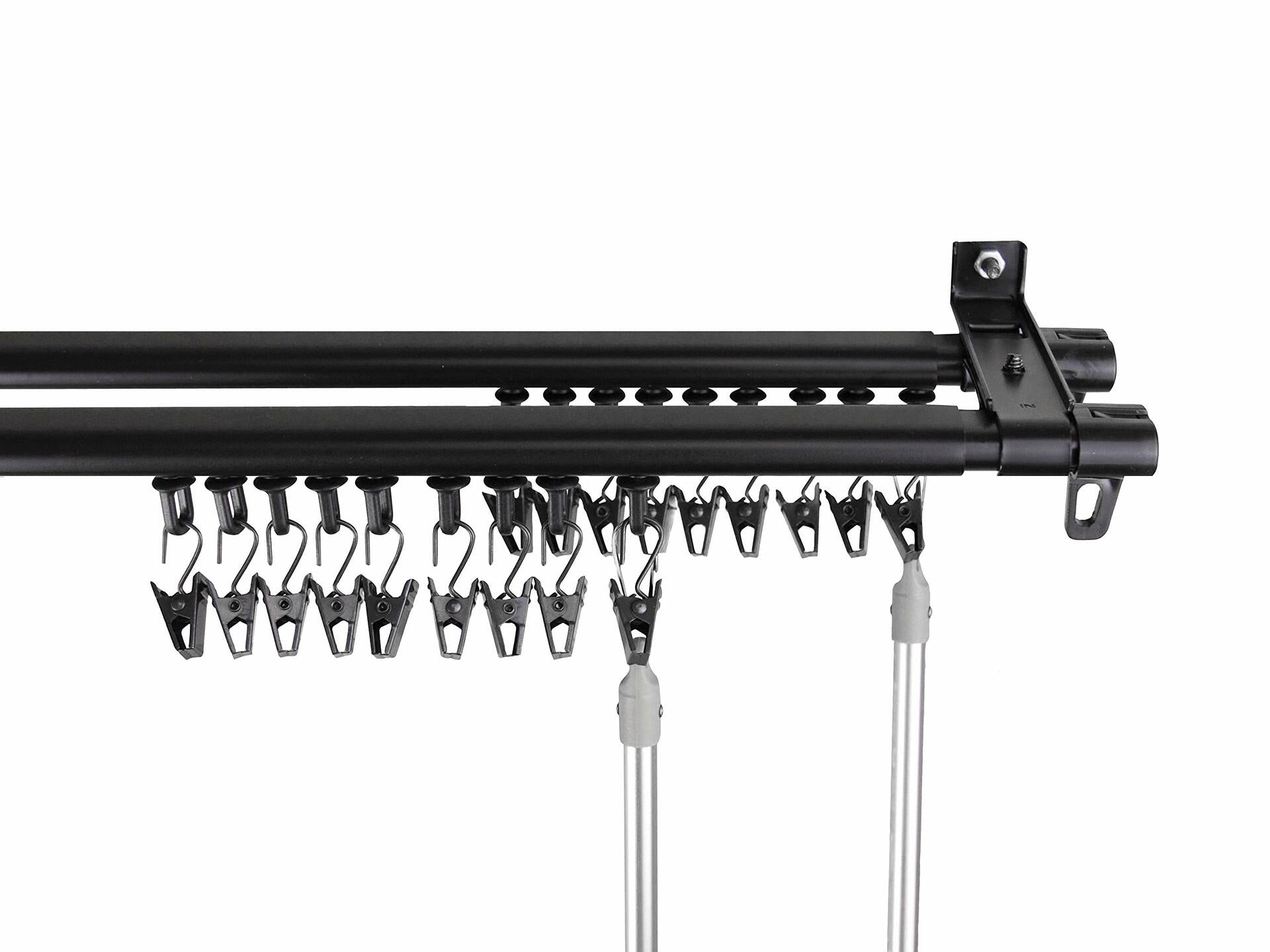 Rod Desyne Baton Draw Adjustable Double Track for Windows, 48 to 84-Inch, Black