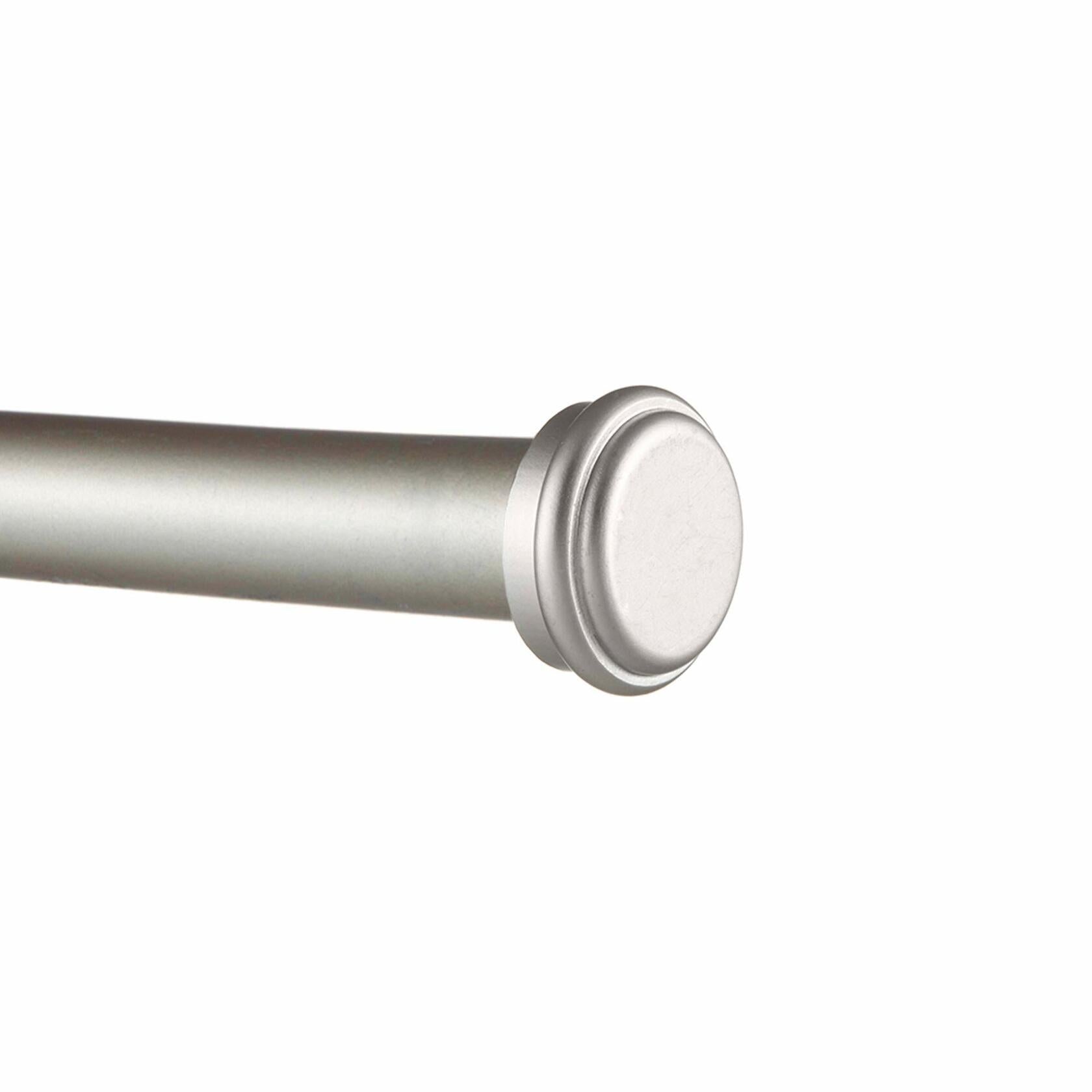 EXCLUSIVE HOME Topper 1" Curtain Rod and Coordinating Finial Set, Matte Silver, Adjustable 36"-72"