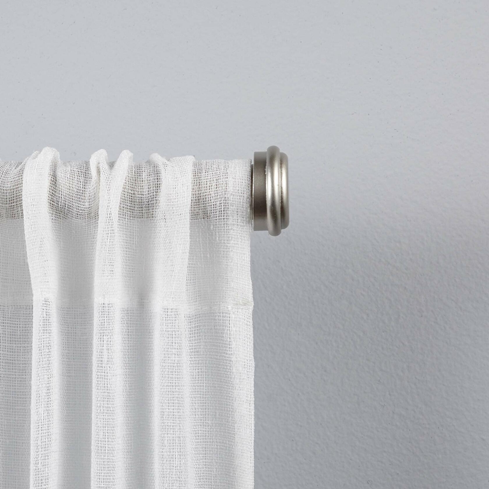 EXCLUSIVE HOME Topper 1" Curtain Rod and Coordinating Finial Set, Matte Silver, Adjustable 36"-72"