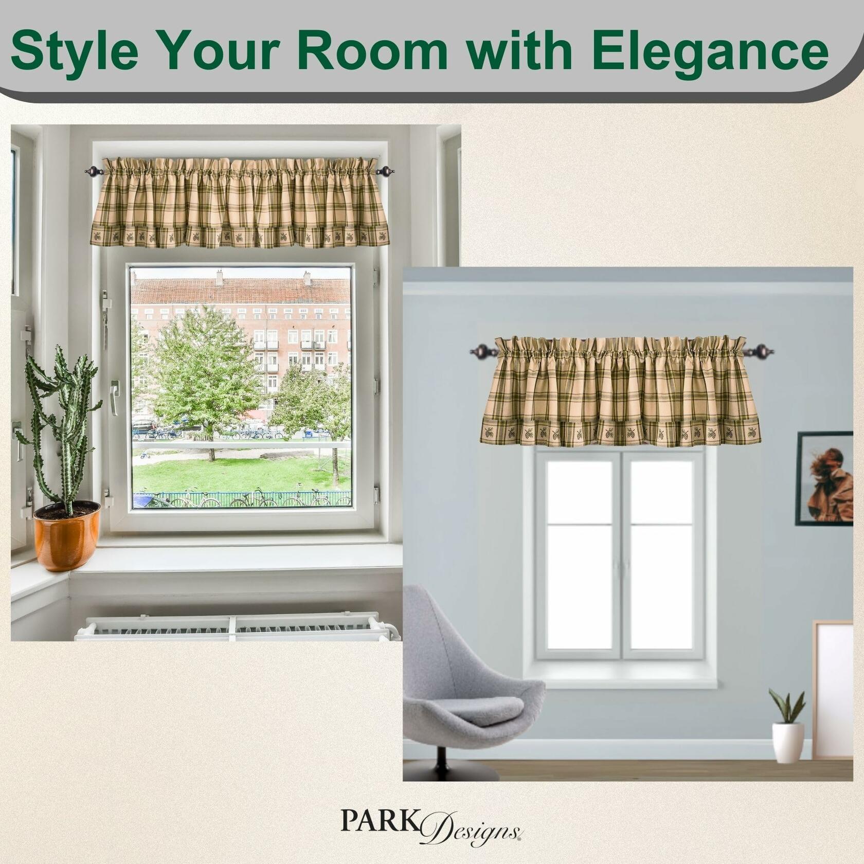 Park Designs Farmhouse Kitchen Valances for Windows - Plaid Pine Lodge | Fall Decor Window Valance Curtains | Plaid Curtain Valances for Windows | Boho Living Rooms & Bathrooms | 72" x 14"