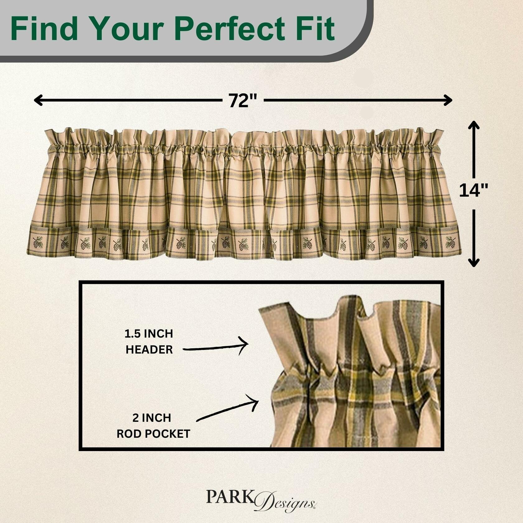 Park Designs Farmhouse Kitchen Valances for Windows - Plaid Pine Lodge | Fall Decor Window Valance Curtains | Plaid Curtain Valances for Windows | Boho Living Rooms & Bathrooms | 72" x 14"