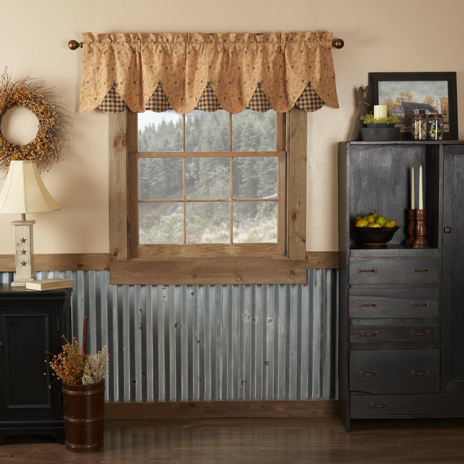 VHC Brands Maisie Valance 18x72 Country Curtain, Tan