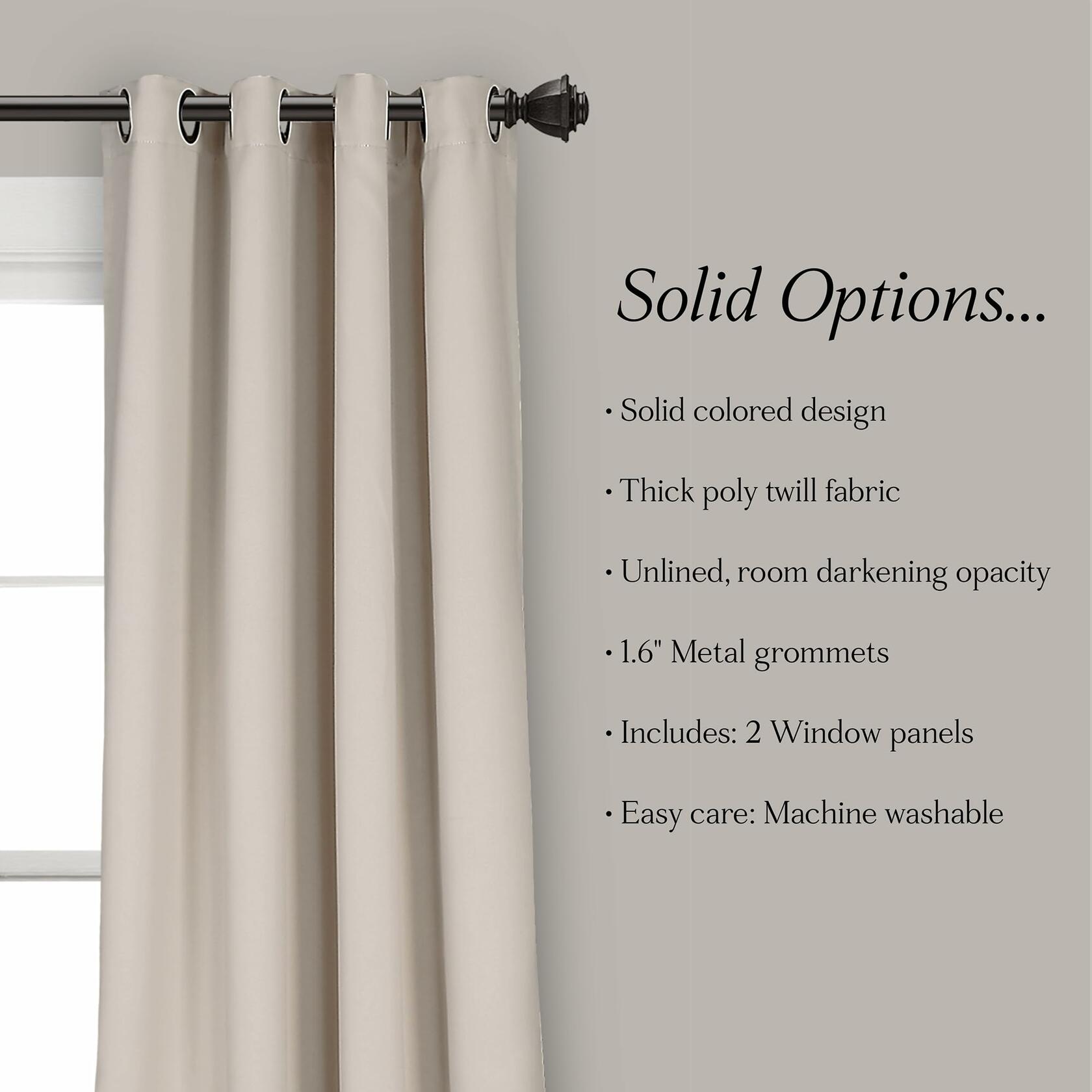 Lush Decor Insulated Grommet Blackout Window Curtain Panels, Pair, 52" W x 95" L, Wheat - Classic Modern Design - Chic Window Decor - Long Curtains For Living Room, Bedroom, Or Dining Room