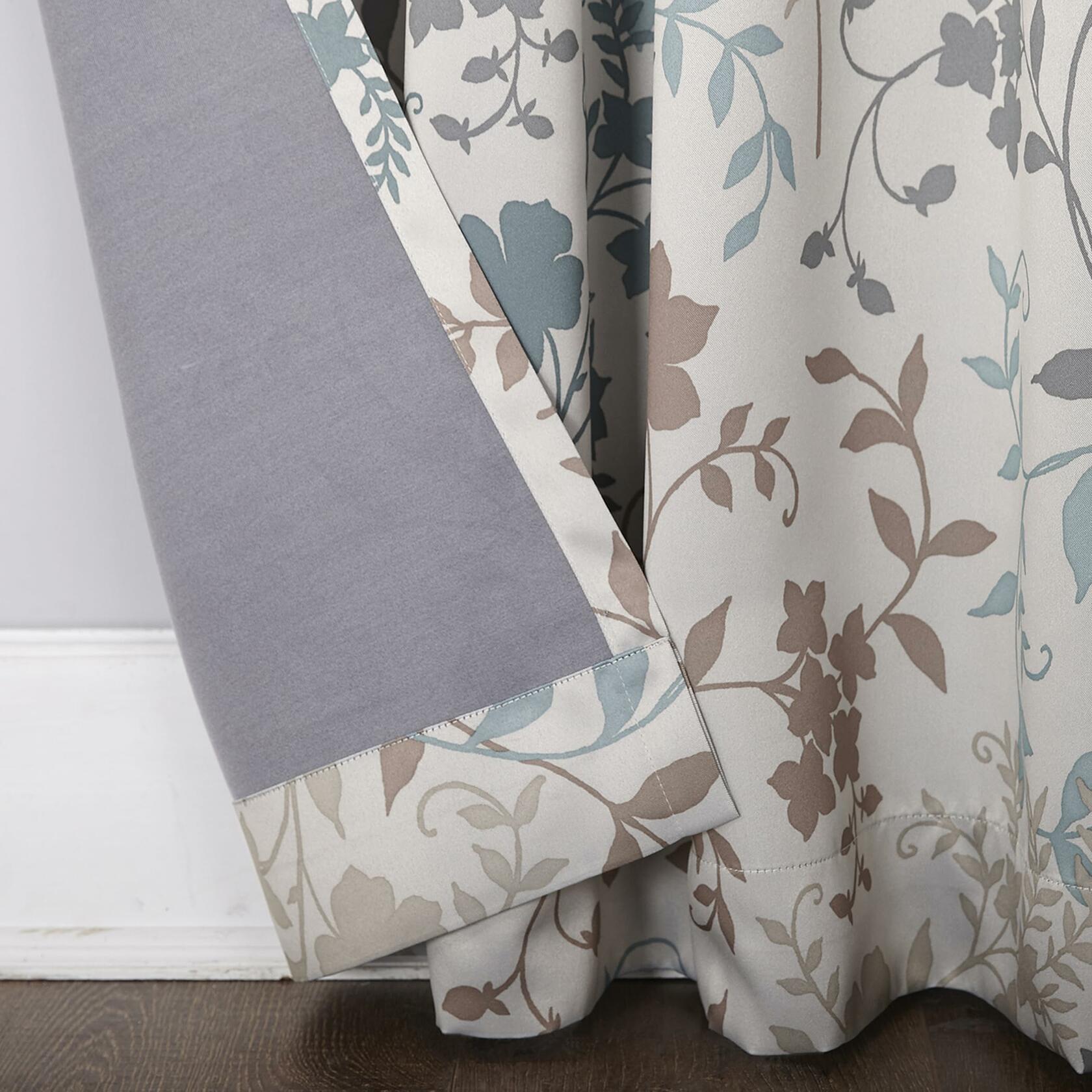 Sun Zero Kara Floral Print Energy Efficient Rod Pocket Curtain Panel, 54" x 63", Stone