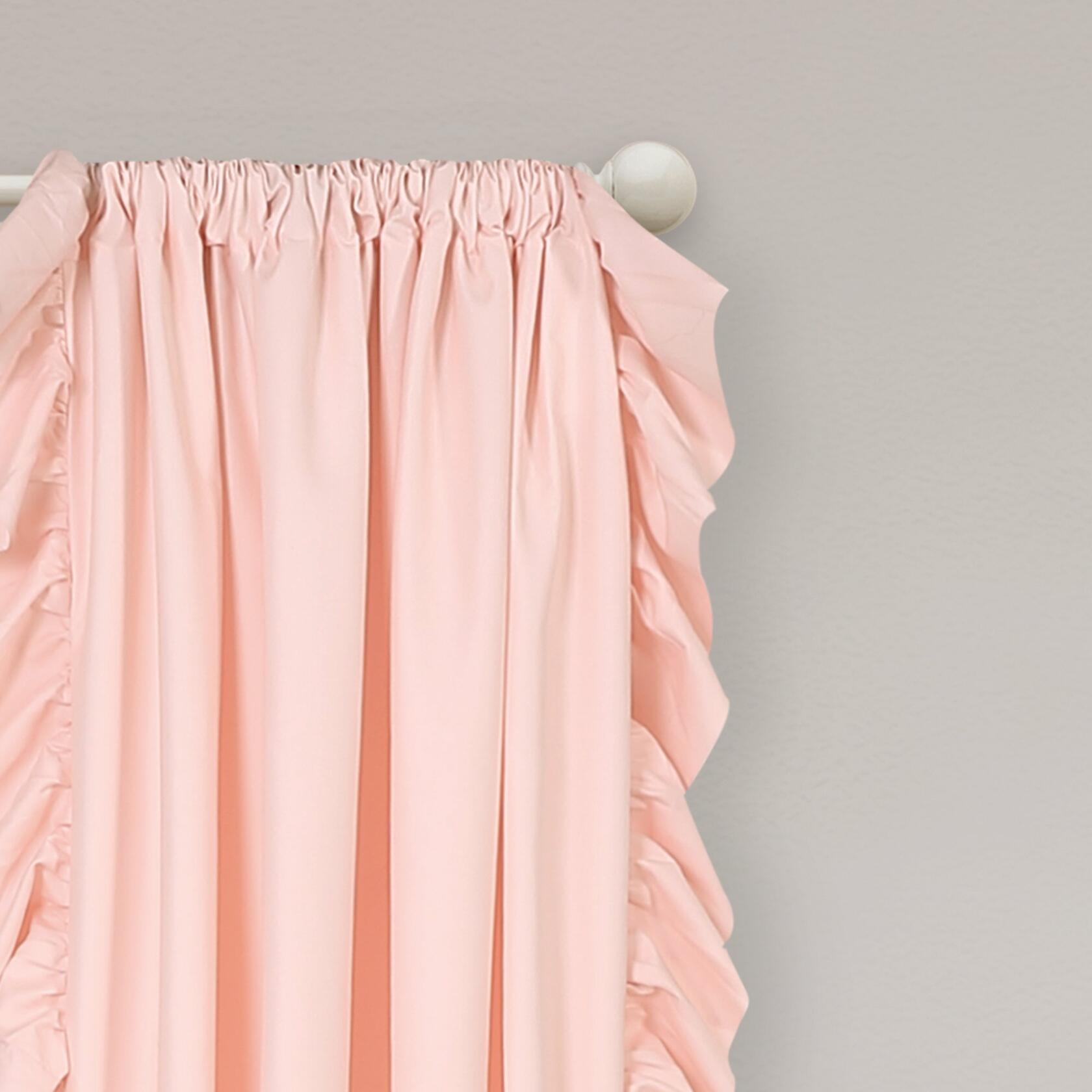 Lush Decor Reyna Ruffle Window Curtain Panel Set, Pair, 54" W x 84" L, Blush Pink - Flowy Curtain - Romantic Ruffle Curtains for Bedroom, Living room, or Dining Room - Farmhouse & Cottage Home Decor