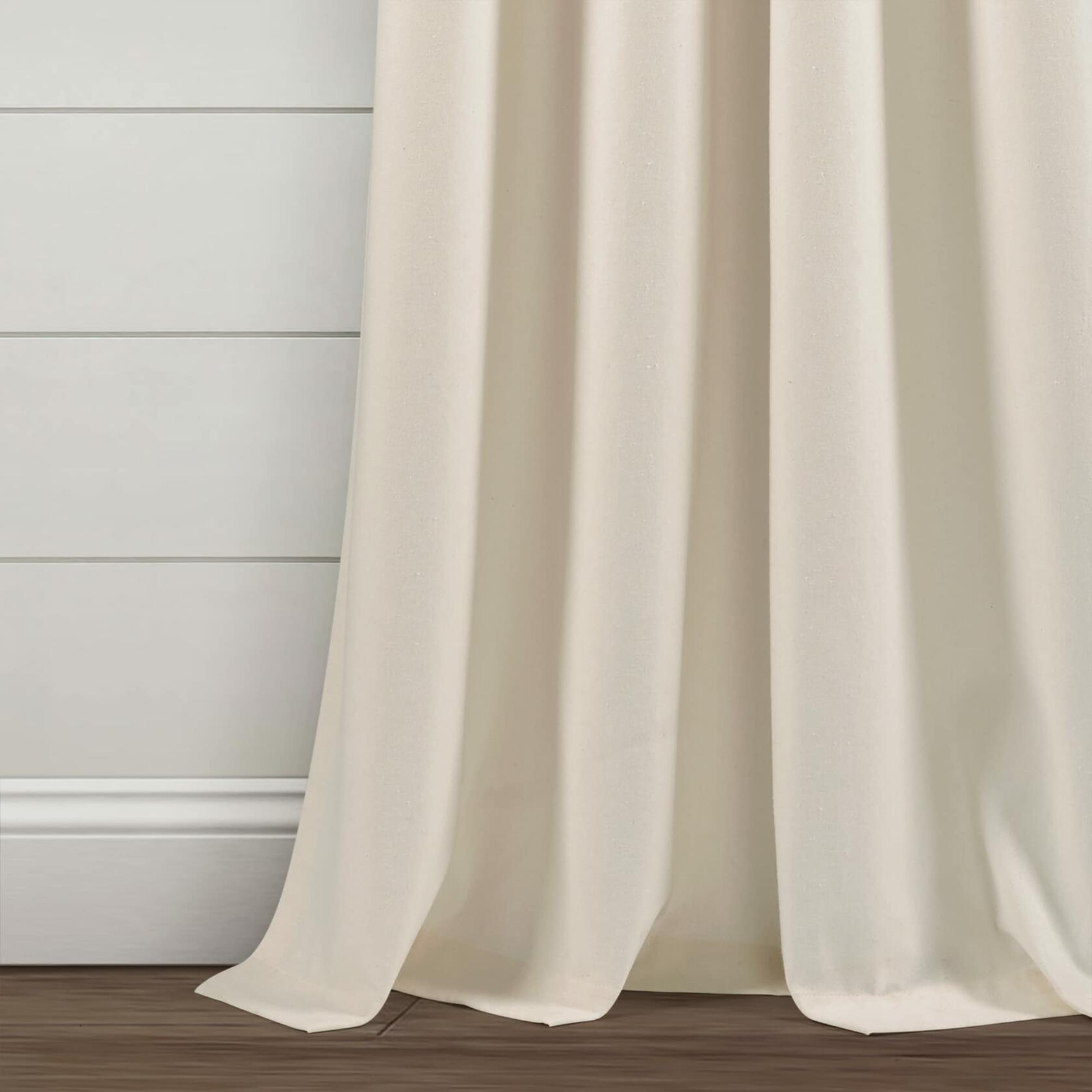 Lush Decor Farmhouse Boho Stripe Woven Tassel Yarn Dyed Cotton Blend Window Curtain Panels Pair 42" W x 84" L Ivory & Wheat - Striped Living Room Curtains