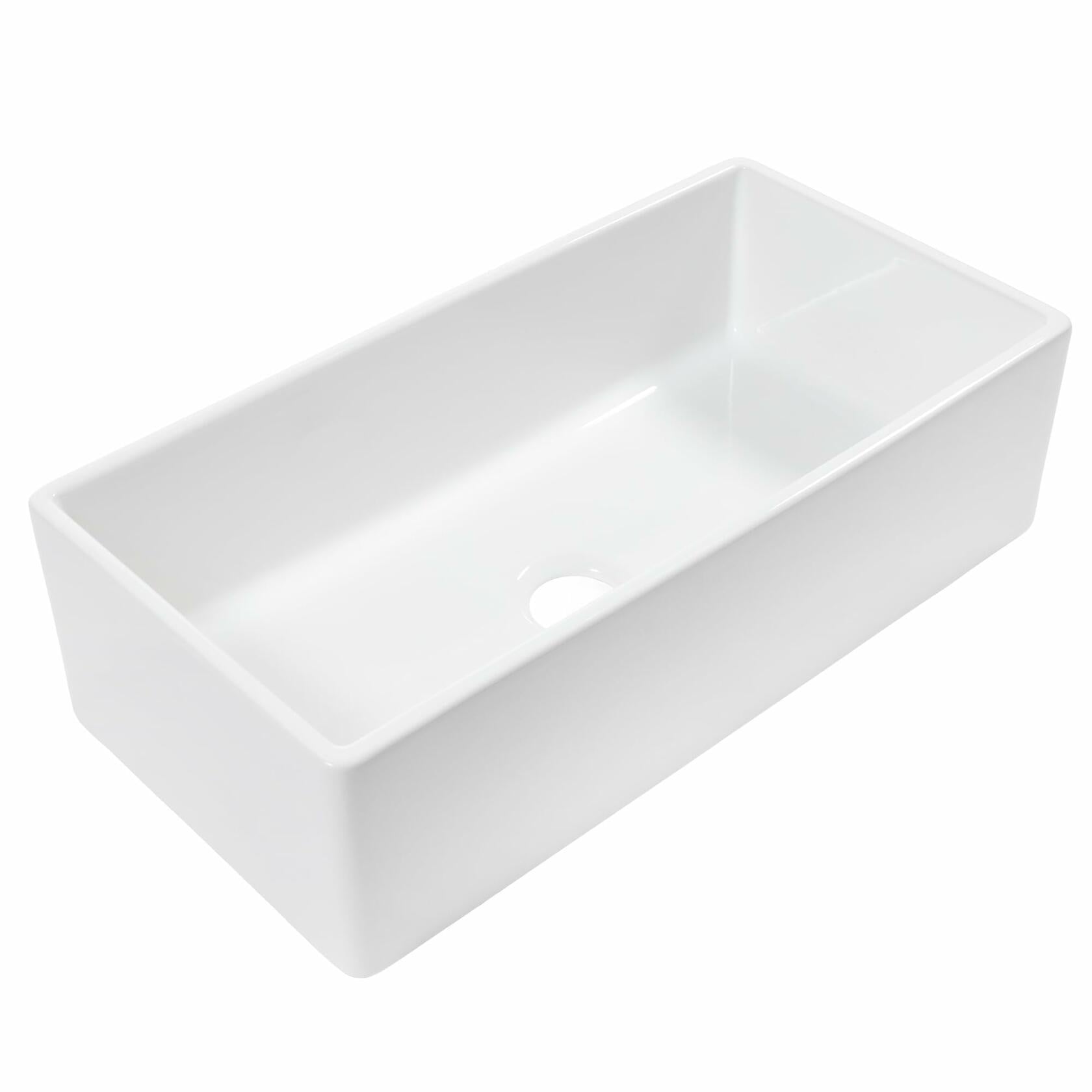 Austen Crisp White Fireclay 36" Single Bowl Apron-Front Undermount Kitchen Sink