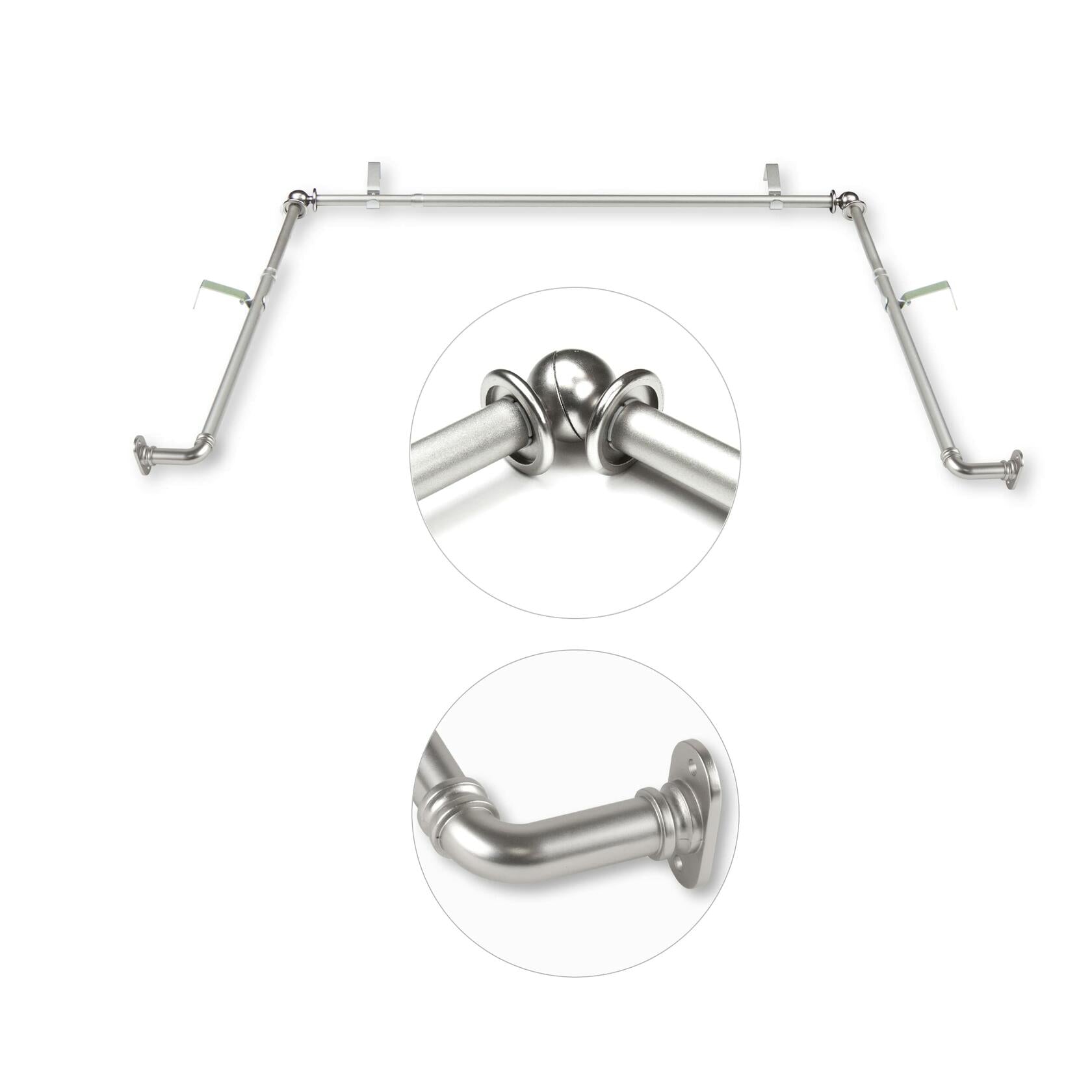 Rod Desyne 5/8 inch Blackout Bay Curtain Rod, 20"-36", 38"-72", Satin Nickel