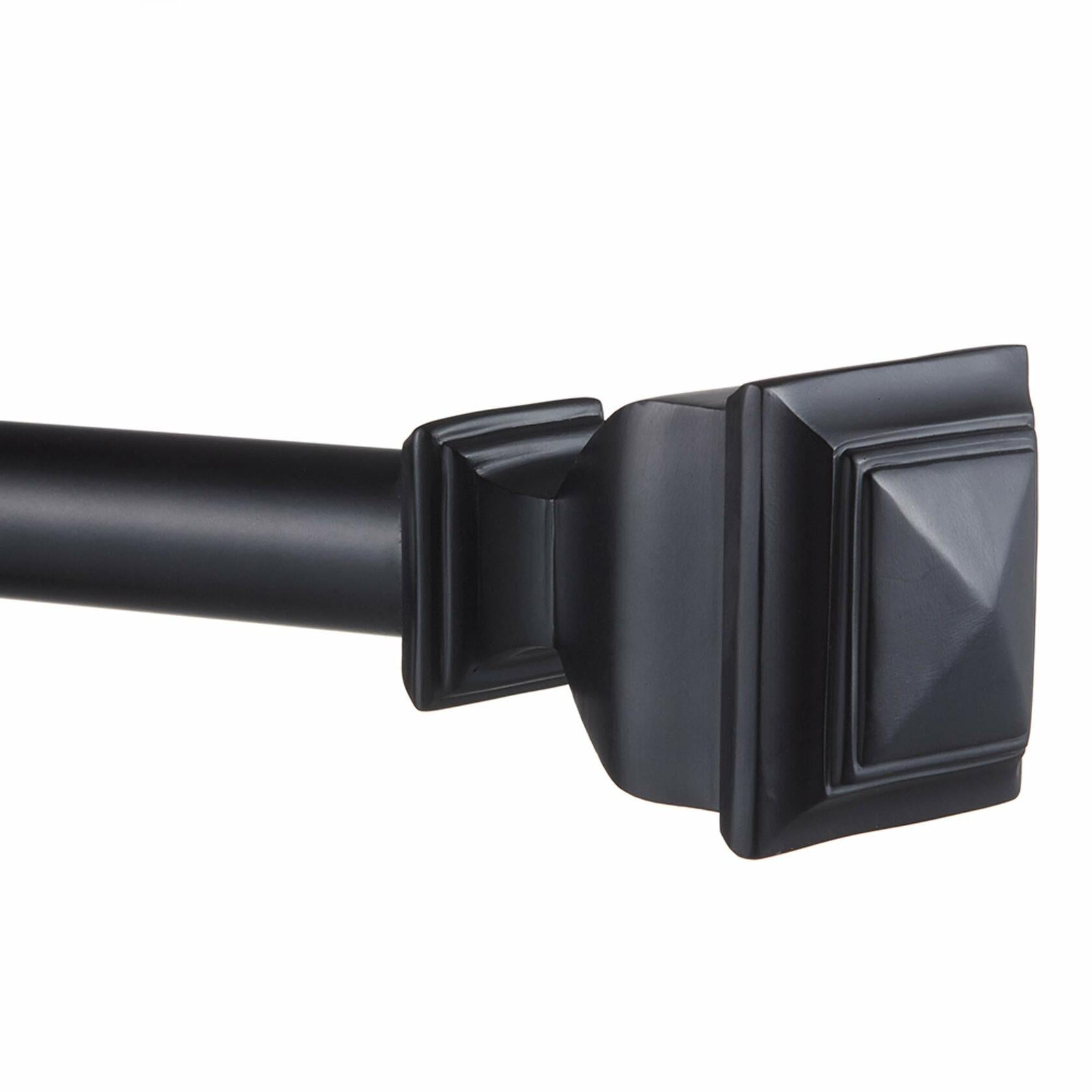 EXCLUSIVE HOME Napoleon 1" Curtain Rod and Coordinating Finial Set, Matte Black, Adjustable 36"-72"