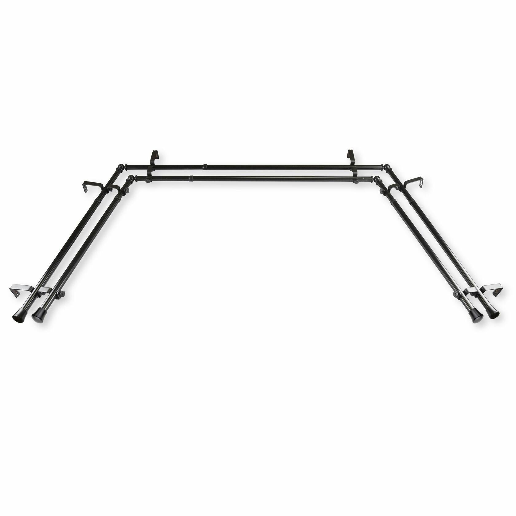 Rod Desyne AWID-Bay-12 13/16" Bay 20"-36", 38"-72"-Black Double Curtain Rod Set, 78-144"