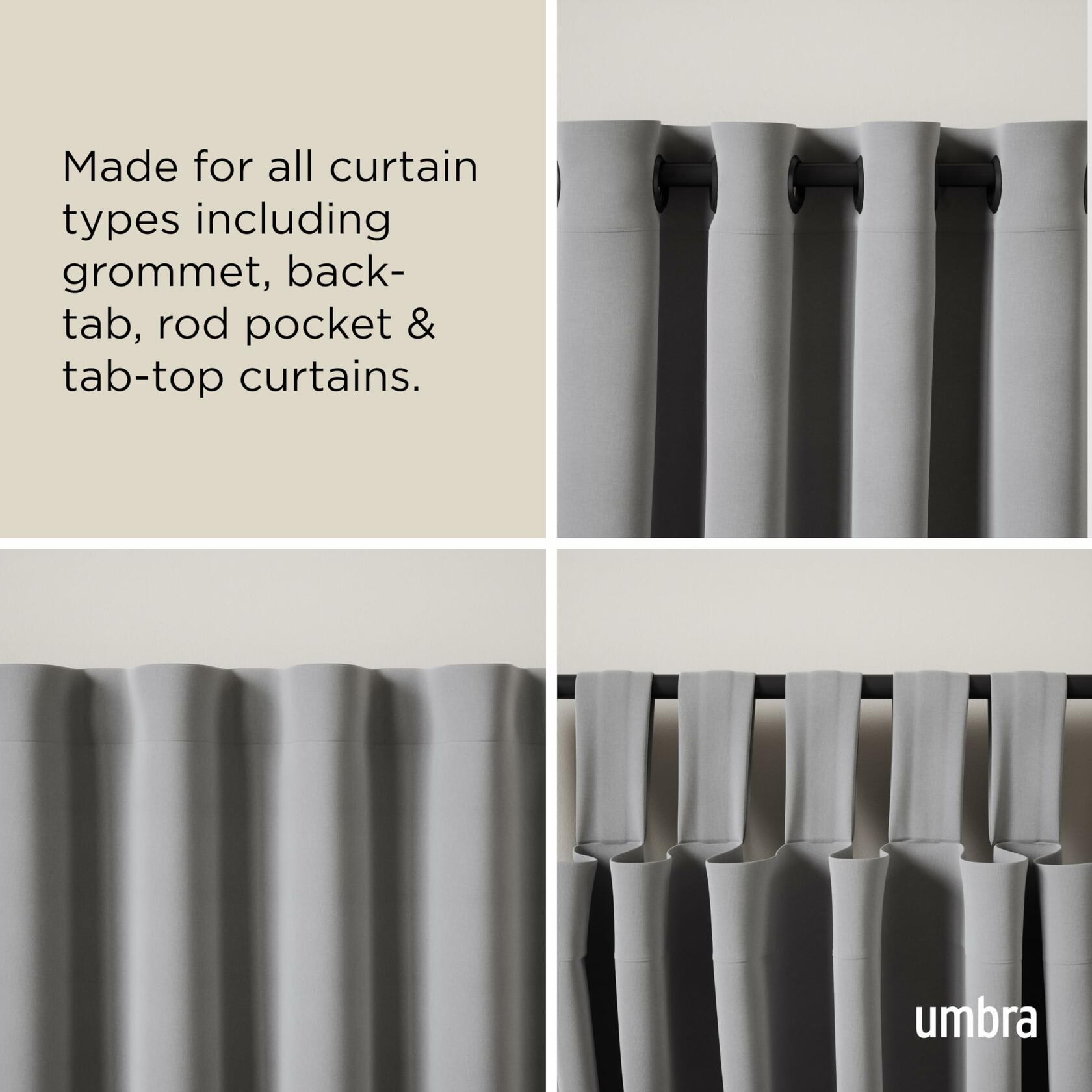 Umbra Cappa Modern 1" Curtain Rod, Includes 2 Matching Finials, Brackets & Hardware, Black