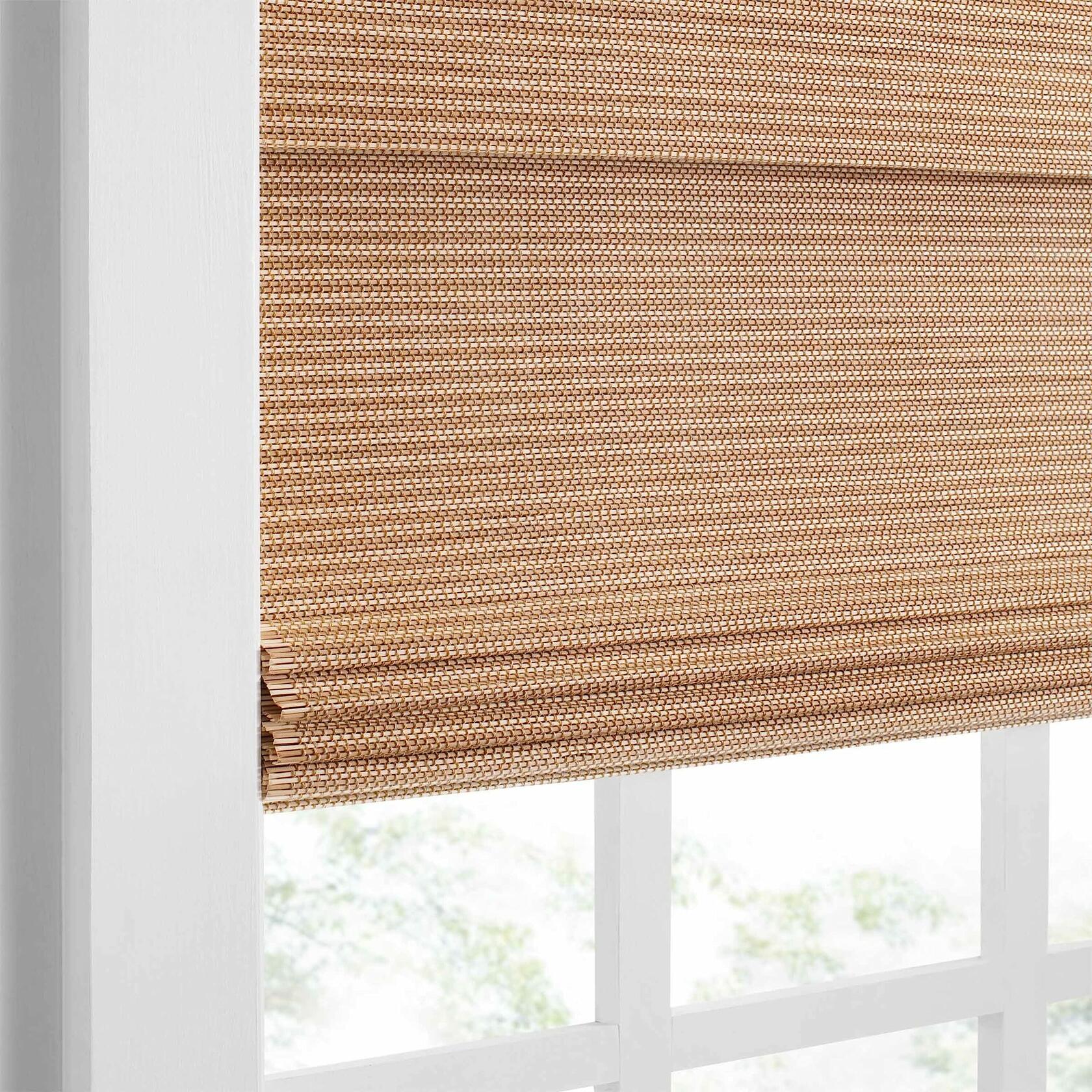 Eclipse Bamboo Roman Shades for Windows (27" x 72"), Semi-Privacy Light-Filtering Cordless Blinds for Bedroom, Living Room, or Office, Safe for Kids & Pets, Easy Mounting Interior Blinds, Natural