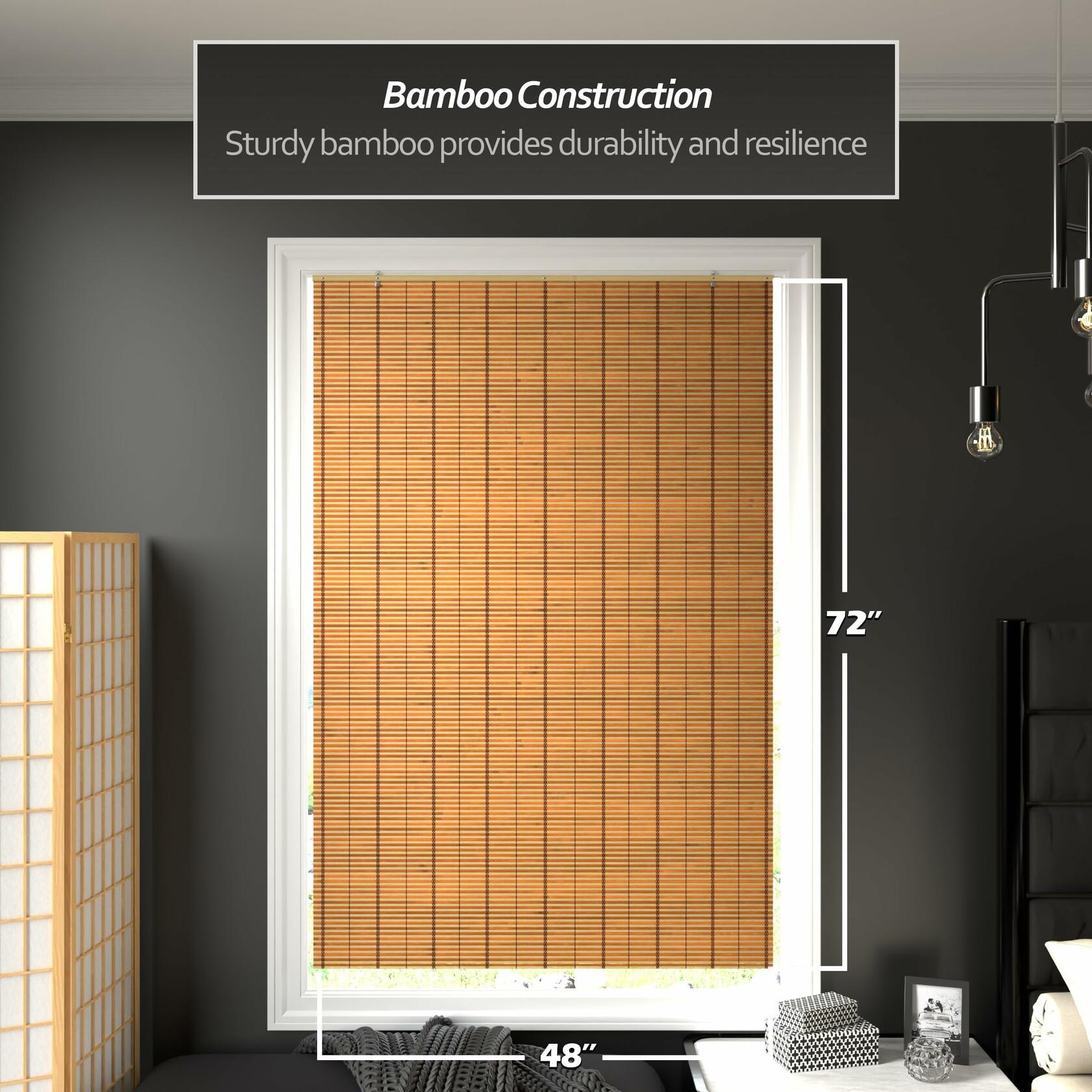 Red Lantern Burnt Bamboo Cordless Window Shade - Two-tone Honey, 48" Wide
