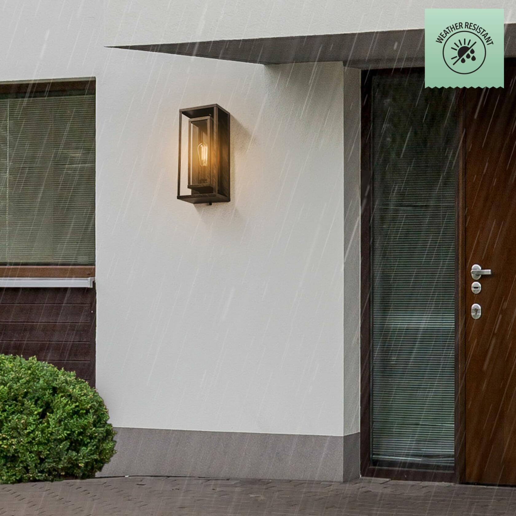 GLOBE Electric 44228 Montague 1-Light Outdoor Wall Sconce, Bronze, Clear Glass Shade,44228