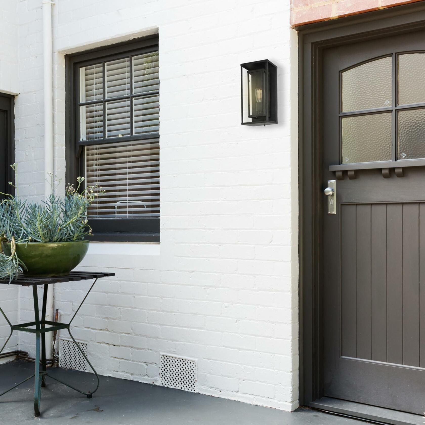 GLOBE Electric 44228 Montague 1-Light Outdoor Wall Sconce, Bronze, Clear Glass Shade,44228