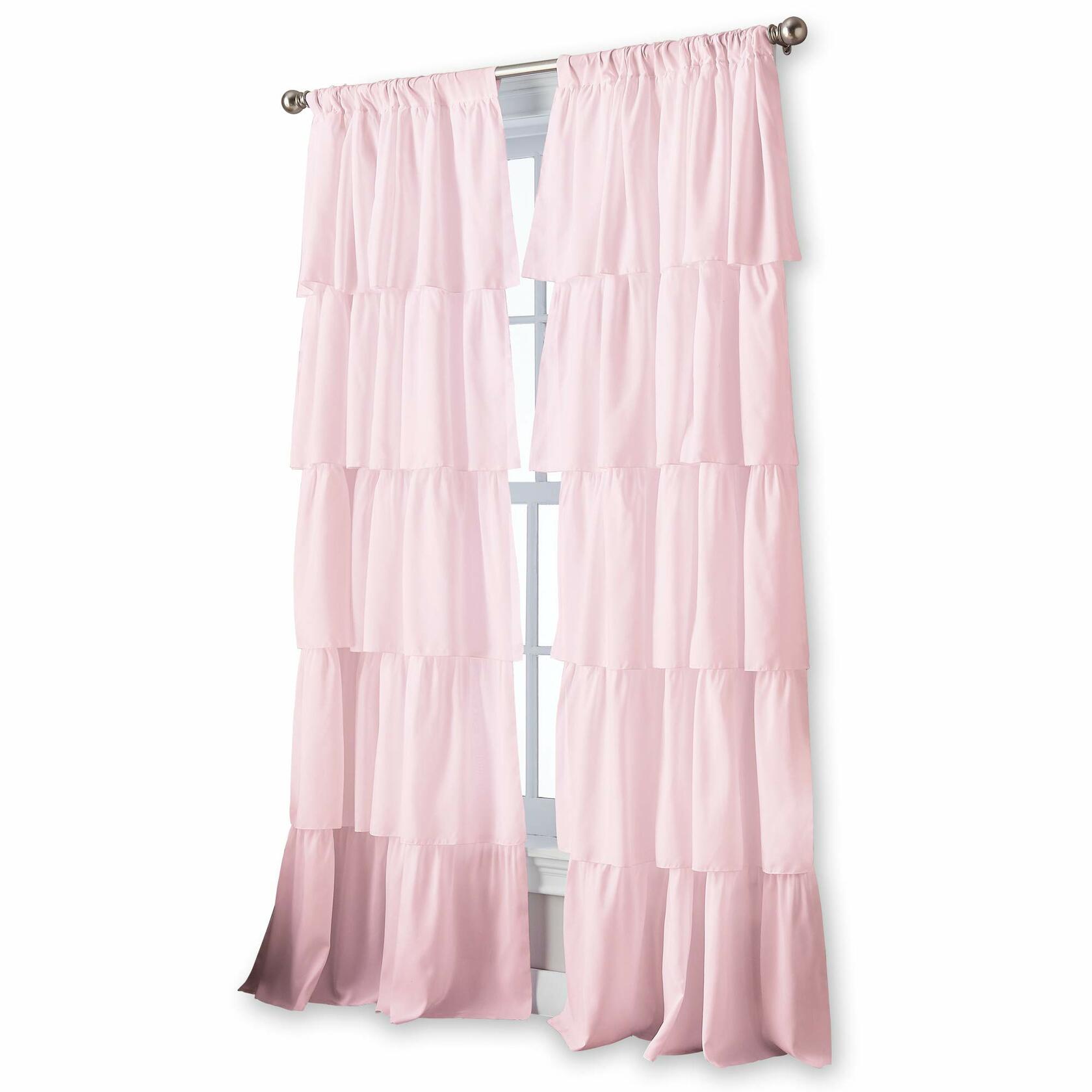 Flounced Ruffle Rod Pocket Curtain Panel, 95 inch, Pink, 1 Panel, 1Q82460APK