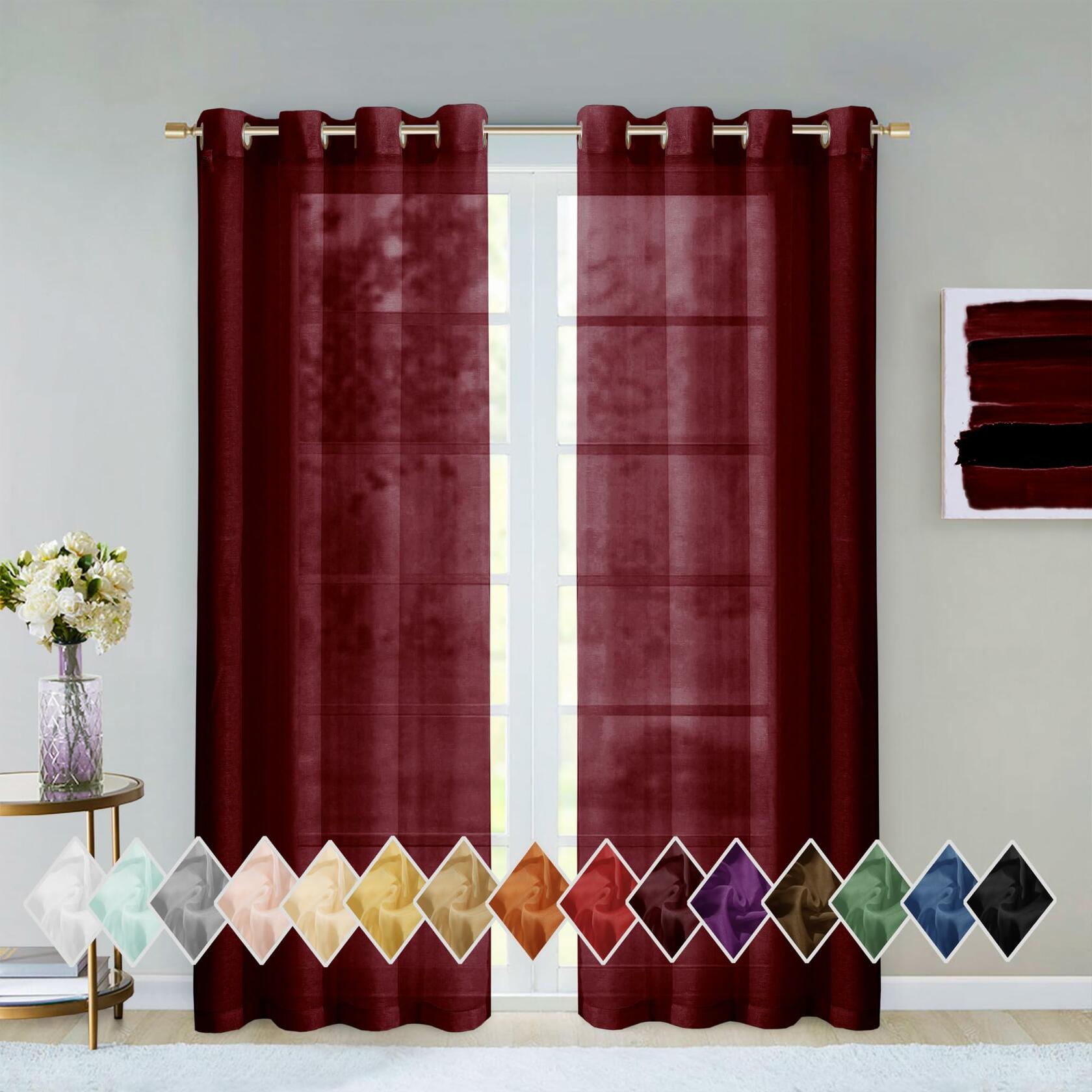 Sheer Window Curtains 2 Panels 54" W x 84" L (108" W) Extra Wide Linen Curtains & Drapes for Living Room, Bedroom, Farmhouse Curtains, Boho Decor, Light Filtering Window Treatments with Grommets