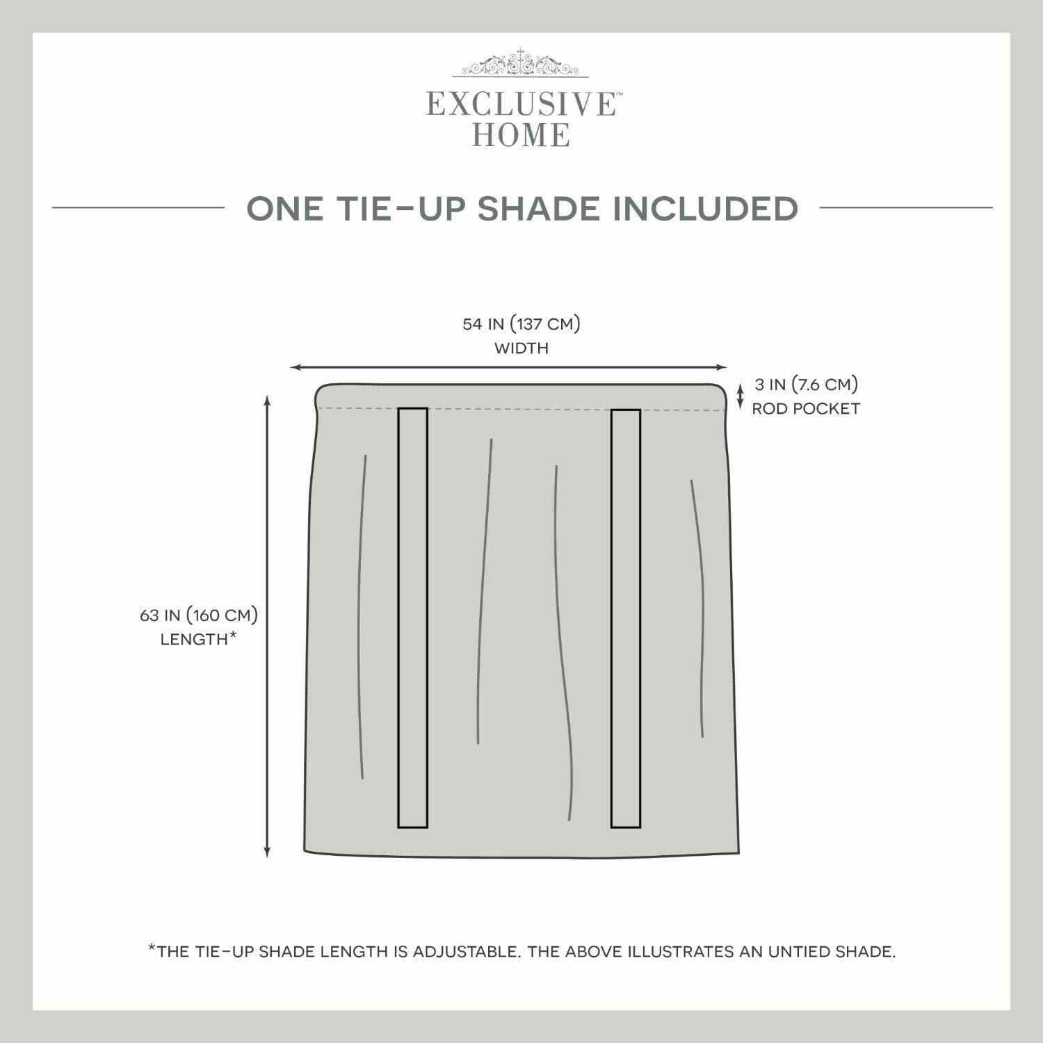 EXCLUSIVE HOME Loha Light Filtering Rod Pocket Tie Up Shade, 54"x63", Winter