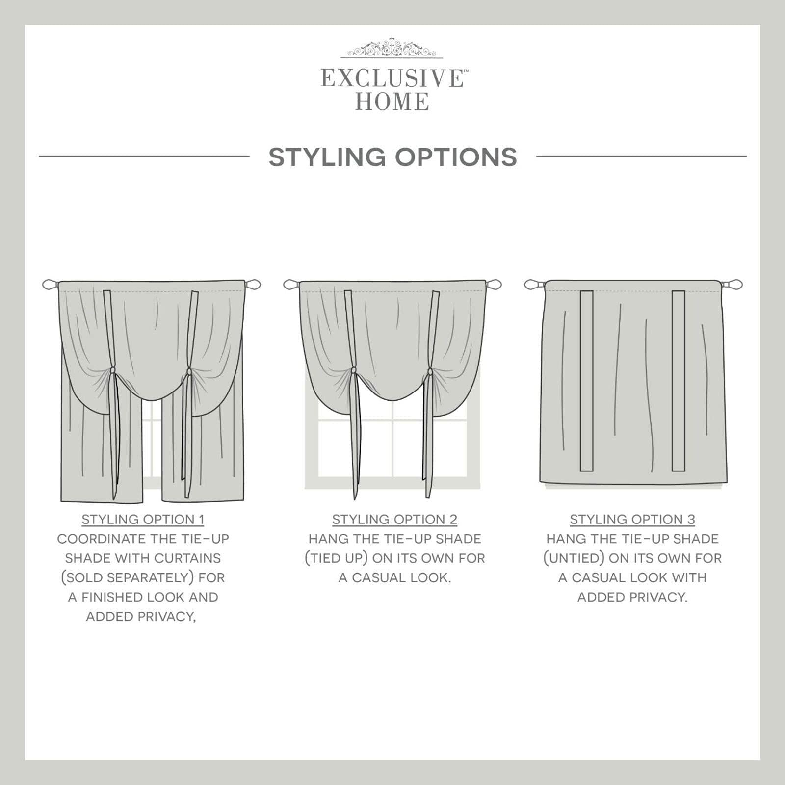 EXCLUSIVE HOME Loha Light Filtering Rod Pocket Tie Up Shade, 54"x63", Natural