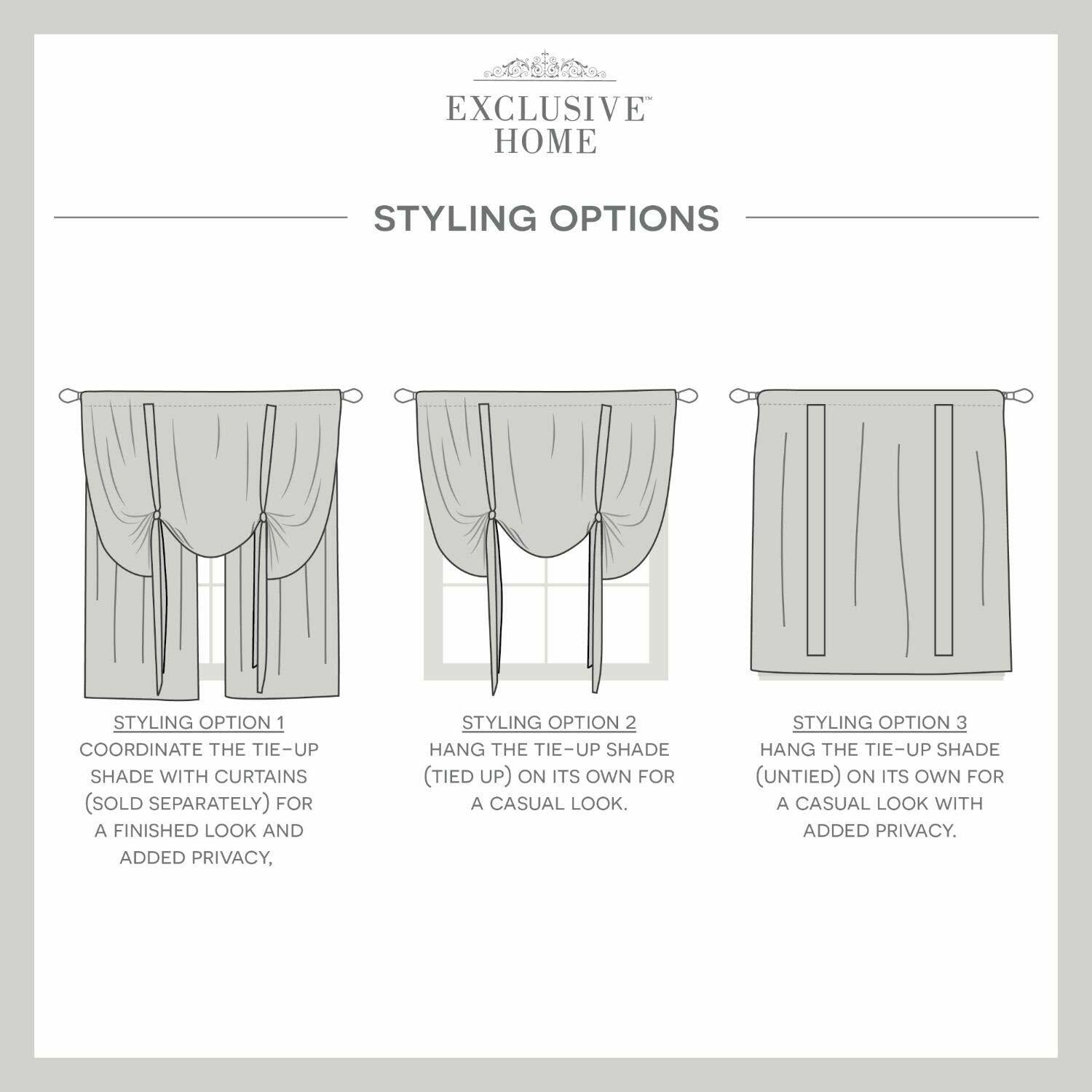 EXCLUSIVE HOME Loha Light Filtering Rod Pocket Tie Up Shade, 54"x63", Winter