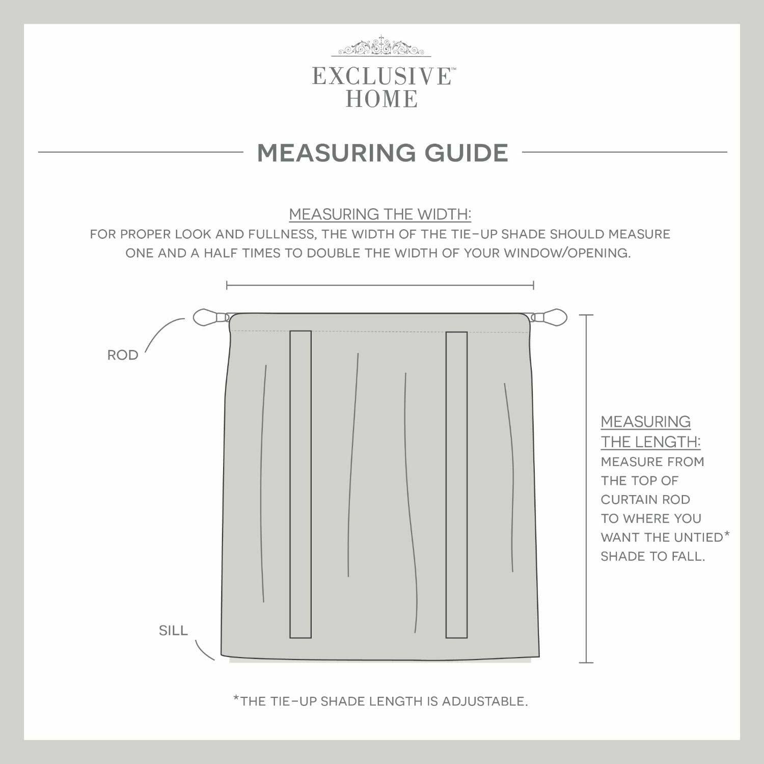 EXCLUSIVE HOME Loha Light Filtering Rod Pocket Tie Up Shade, 54"x63", Winter