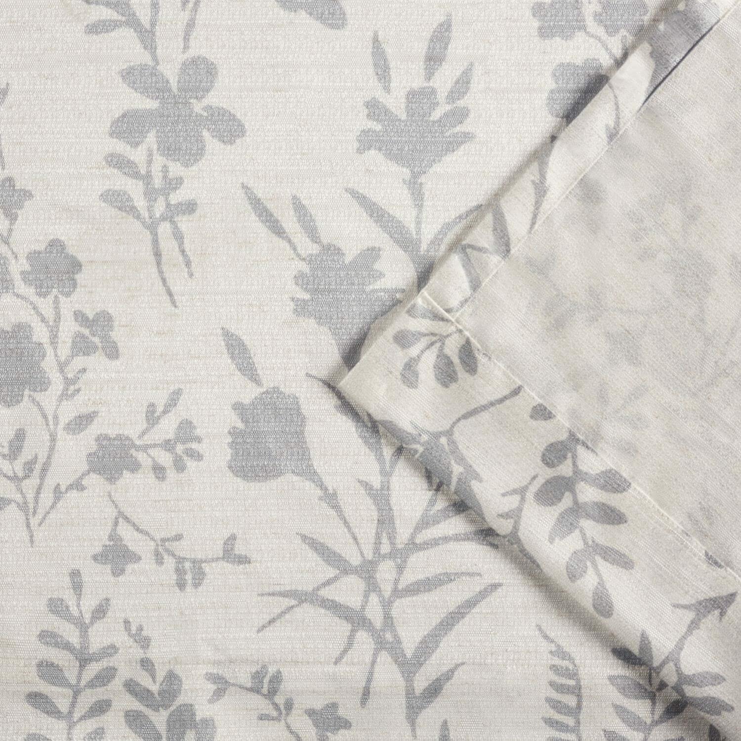 Exclusive Home Silhouette Floral Light Filtering Grommet Top Curtain Panel Pair, 54"x96", Light Grey, Set of 2