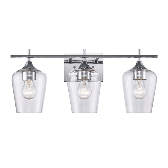 Bel Air Lighting Kieran 21 in. 3-Light Polished Chrome Bathroom Vanity Light Fixture with Clear Glass Shades