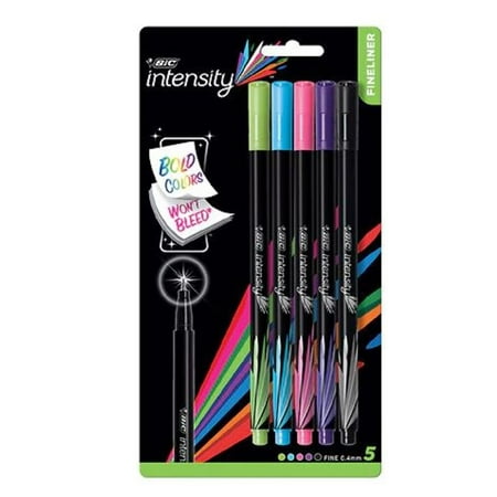 BIC Intensity Fineliner Color Collection Fine 0.4 Millimeter Nontoxic Smooth Porous Point  5 Count