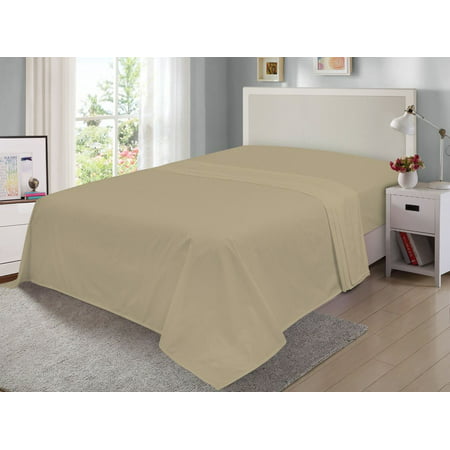 Mainstays Easy Care 300 Thread Count Cotton Rich Percale Brown Stone Full Flat Sheet