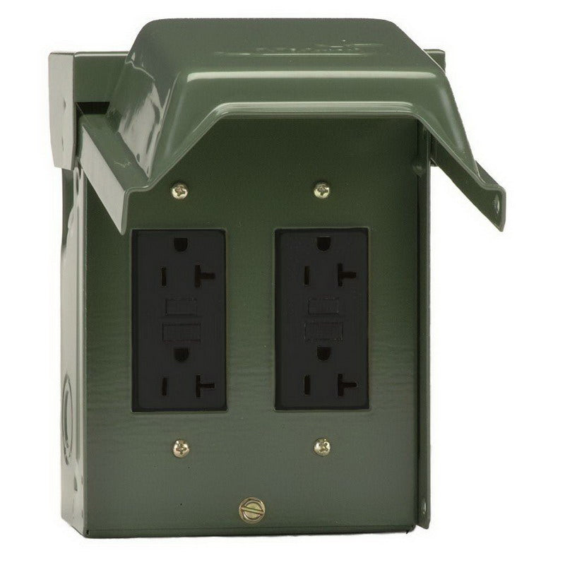 GE Backyard 20A Green Residential Grade 5-20R GFCI Outlet with 2 Receptacles