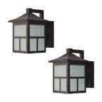 Hampton Bay Black Outdoor Integrated LED Wall Lantern Sconce (2-Pack)