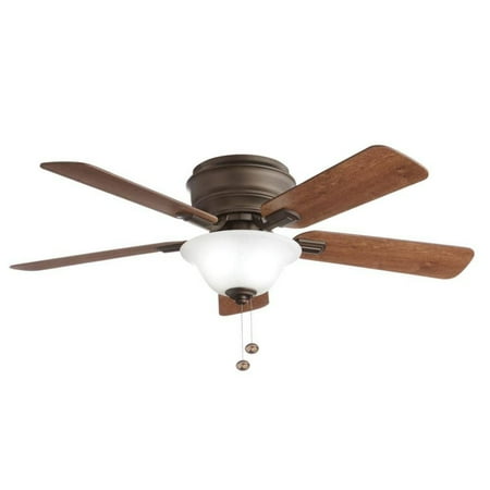 Hampton Bay Hawkins III 44 in. LED Indoor Oil Rubbed Bronze Flush Mount Ceiling Fan with Light