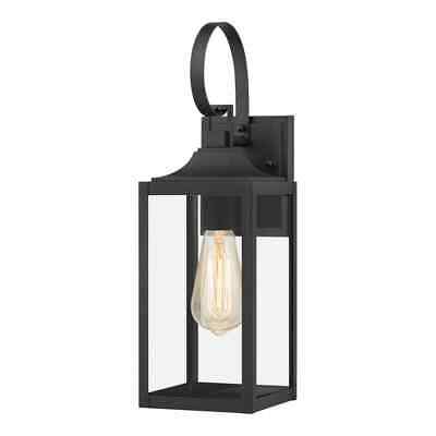 Home Decorators Havenridge 1-Light Black Hardwired Outdoor Wall Lantern Sconce