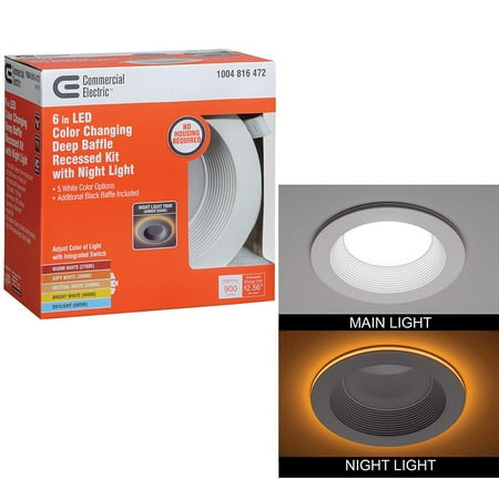 6 in. Canless Selectable Integrated LED Recessed Trim With Night Light Downlight 900 Lumens Dimmable