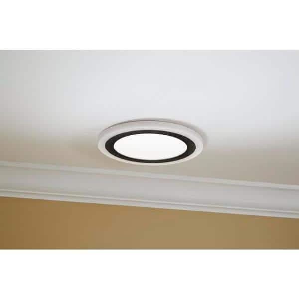 Clement 13 in. Round Black Flat Panel SW/BW/DL Color Choice Selectable LED with Night Light Flush Mount