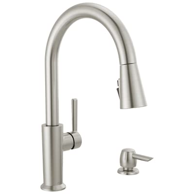 DELTA Emery Single-Handle Pull-Down Sprayer Kitchen Faucet with ShieldSpray and Soap Dispenser in SpotShield Stainless Steel