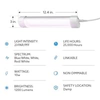 12 in. 12W Full Spectrum LED Grow Light with Remote Control