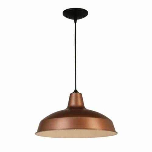 1-Light Vintage Copper and Matt Black Finish Warehouse Pendant