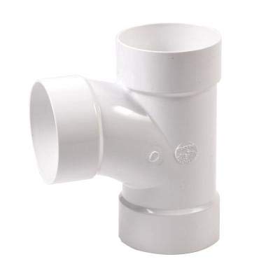 NDS 4 In. 3 Way PVC Sanitary Tee (Hub x Hub x Hub) Solvent Weld Fitting in White