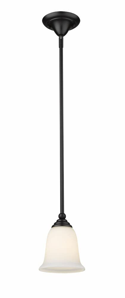 Z-Lite 703MP-MB Lagoon One Light Mini Pendant, Steel Frame, Matte Black Finish and Matte Opal Shade of Glass Material