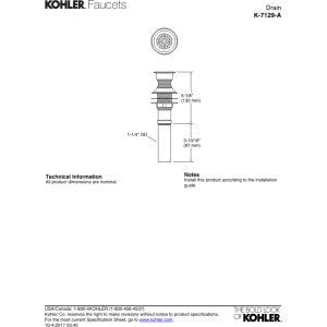 Kohler 7129-A-BL Sink Drain, Matte Black