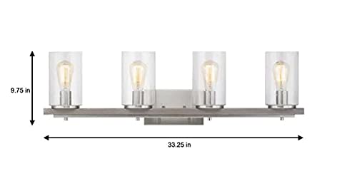 Boswell Quarter 4-Light Brushed Nickel Vanity Light with Painted Weathered Gray Wood Accents