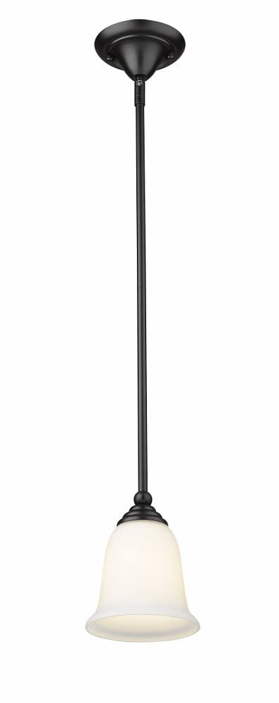 Z-Lite 703MP-MB Lagoon One Light Mini Pendant, Steel Frame, Matte Black Finish and Matte Opal Shade of Glass Material