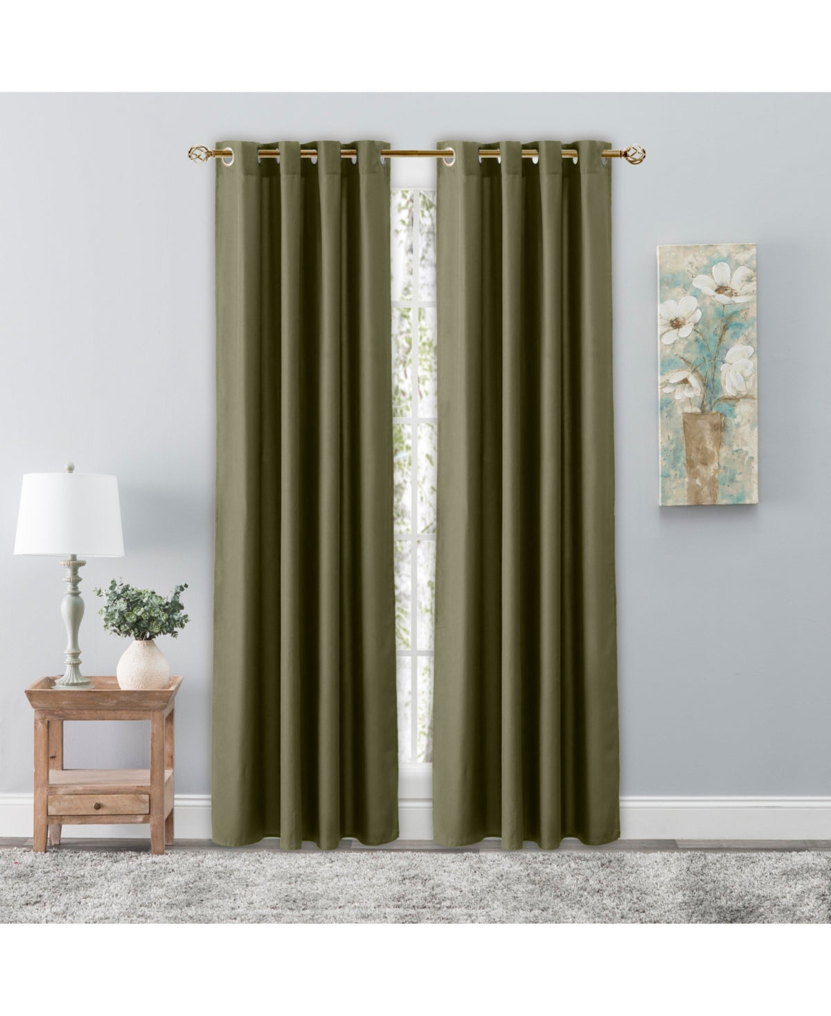 Ricardo Glasgow Grommet Curtain Panel w/Wand 56"W x 45"L