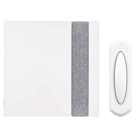 Defiant Wireless Plug-in Doorbell Kit with Wireless Push Button  White with Gray Fabric