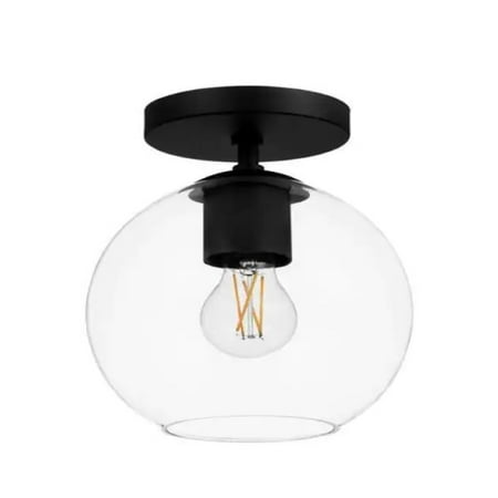 Hampton Bay Vista Heights 8  Matte Black Round Semi Flush Mount Ceiling Light