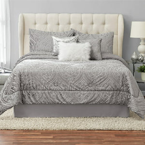 Mainstays Cougar 7-Piece Grey Ogee Woven Comforter Set  Full/Queen