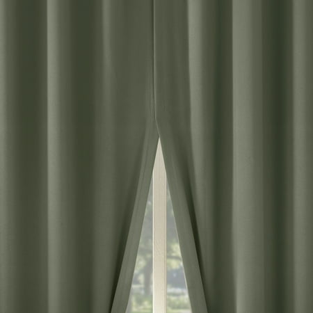 Sun Zero Aria 2-pack Magnetic Closure Theater Grade 100% Blackout Back Tab Curtain Panel Pair  52 x84   Sage Green