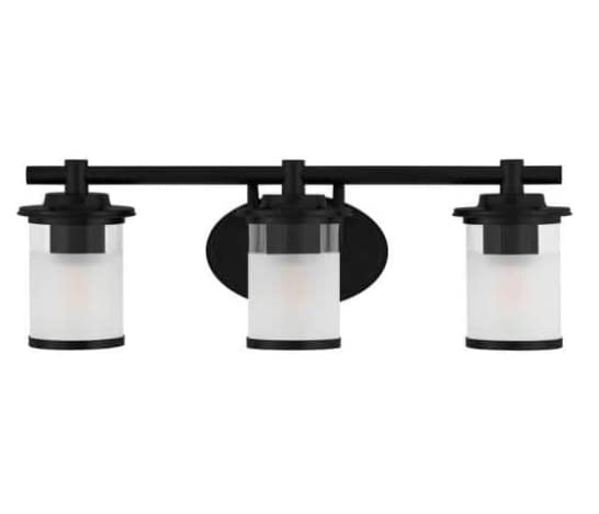 Truitt 23.25 in. 3-Light Matte Black Modern Bath Vanity Light